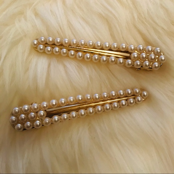 ZARA Hair Clip Pearl Set Rose Gold Jumbo Duo NEW - Picture 6 of 15